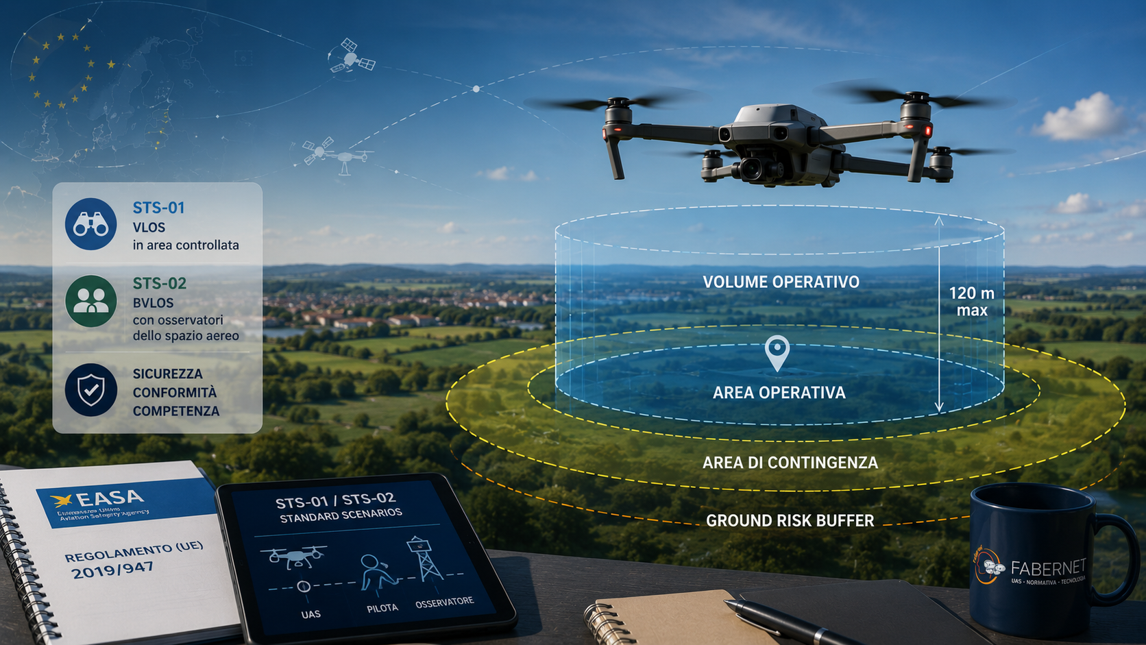 Rappresentazione degli scenari standard europei EU STS-01 e STS-02 per le operazioni UAS